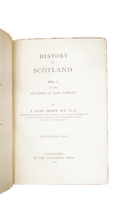 Antique Hume Brown History of Scotland 1909 Three Volume Set