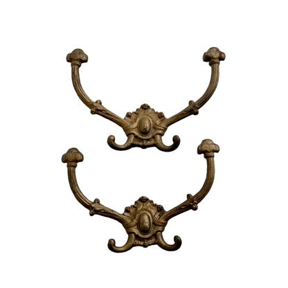 Antique Victorian Cast-Brass Quadruple Wall Hooks – Hat, Coat & Umbrella Hangers, Set of 3