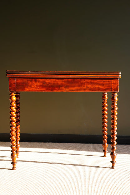 Antique English Mahogany Barley Twist Games Table