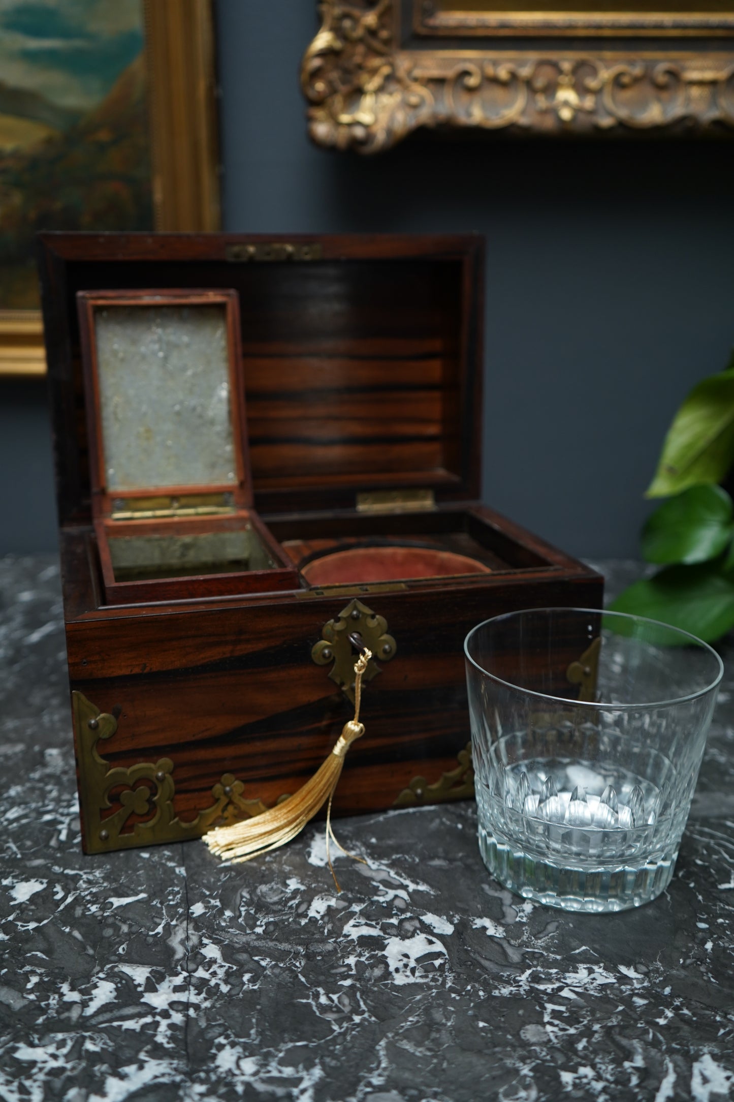 Antique Georgian Rosewood Domed Tea Caddy with Brass Mounts, Circa 1820-1830