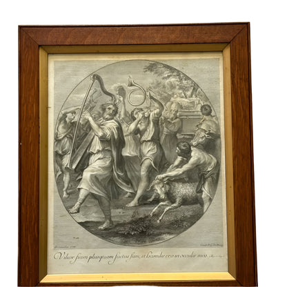18th Century Engraving "The Triumph of David" Jakob Frey after Domenichino