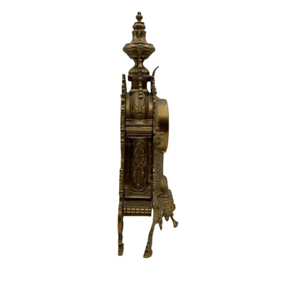 Ornate Vintage Rococo-Revival Gilt-Metal Mantel Clock