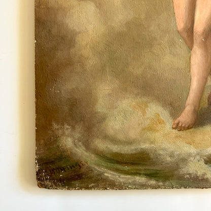 Early 20th Century Neoclassical Style Oil Painting, Unframed Mythological Painting