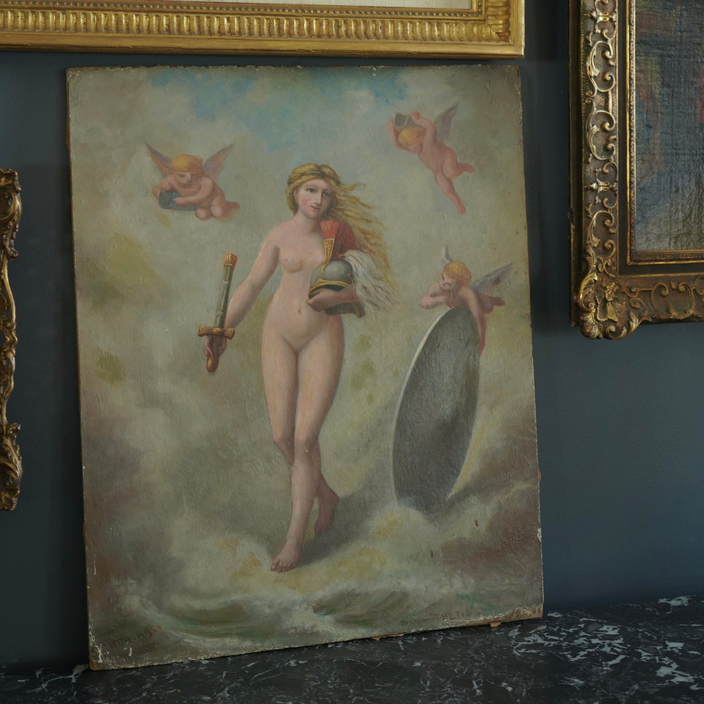 Early 20th Century Neoclassical Style Oil Painting, Unframed Mythological Painting