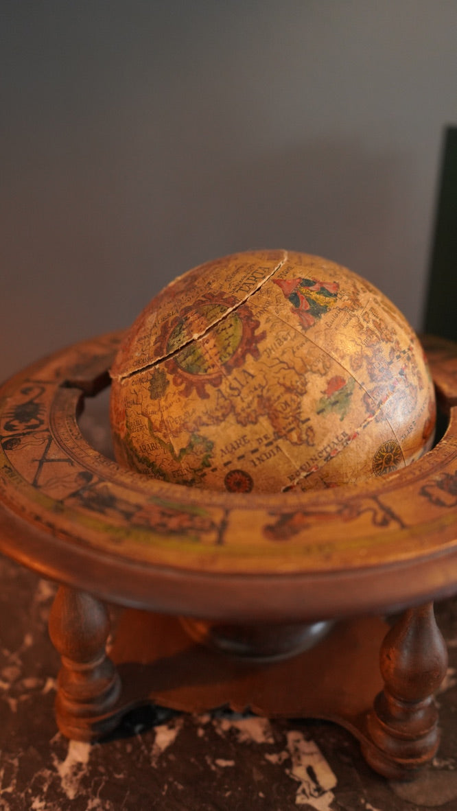 ^ Small Vintage Italian Wooden Globe