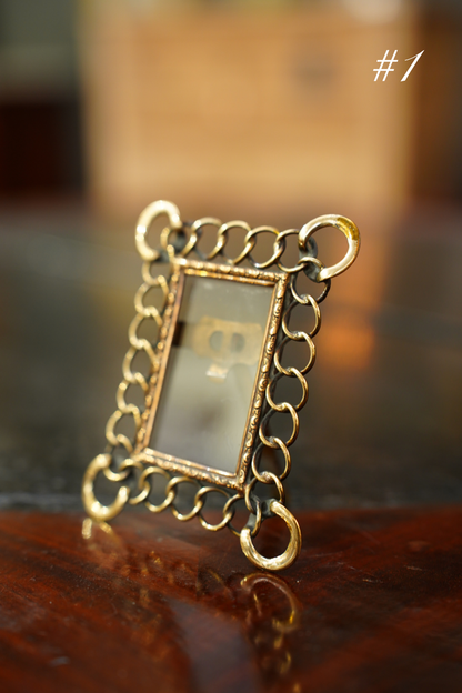 Antique Mini Brass Ring Picture Frame