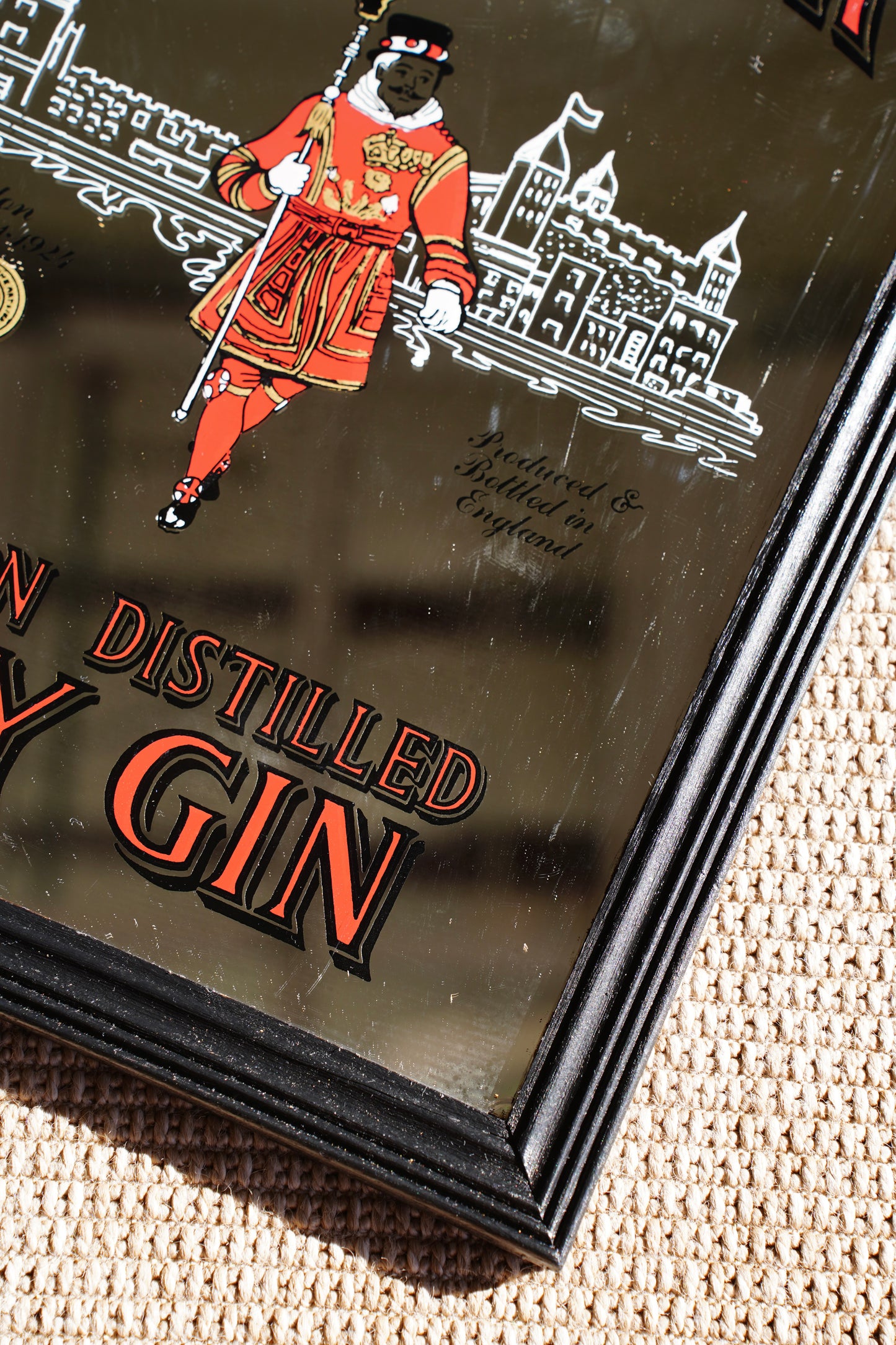 Vintage Beefeater Dry Gin Advertising Bar Mirror