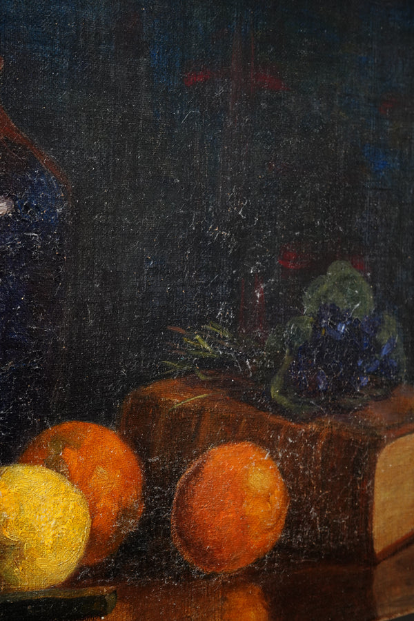 Antique 1904 Still Life Oil Painting on Canvas Signed K.E. secondary view