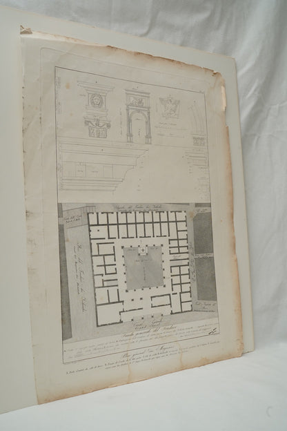 Antique Venetian Architectural Engraving, Fondaco dei Tedeschi Plan, Dionisio Moretti