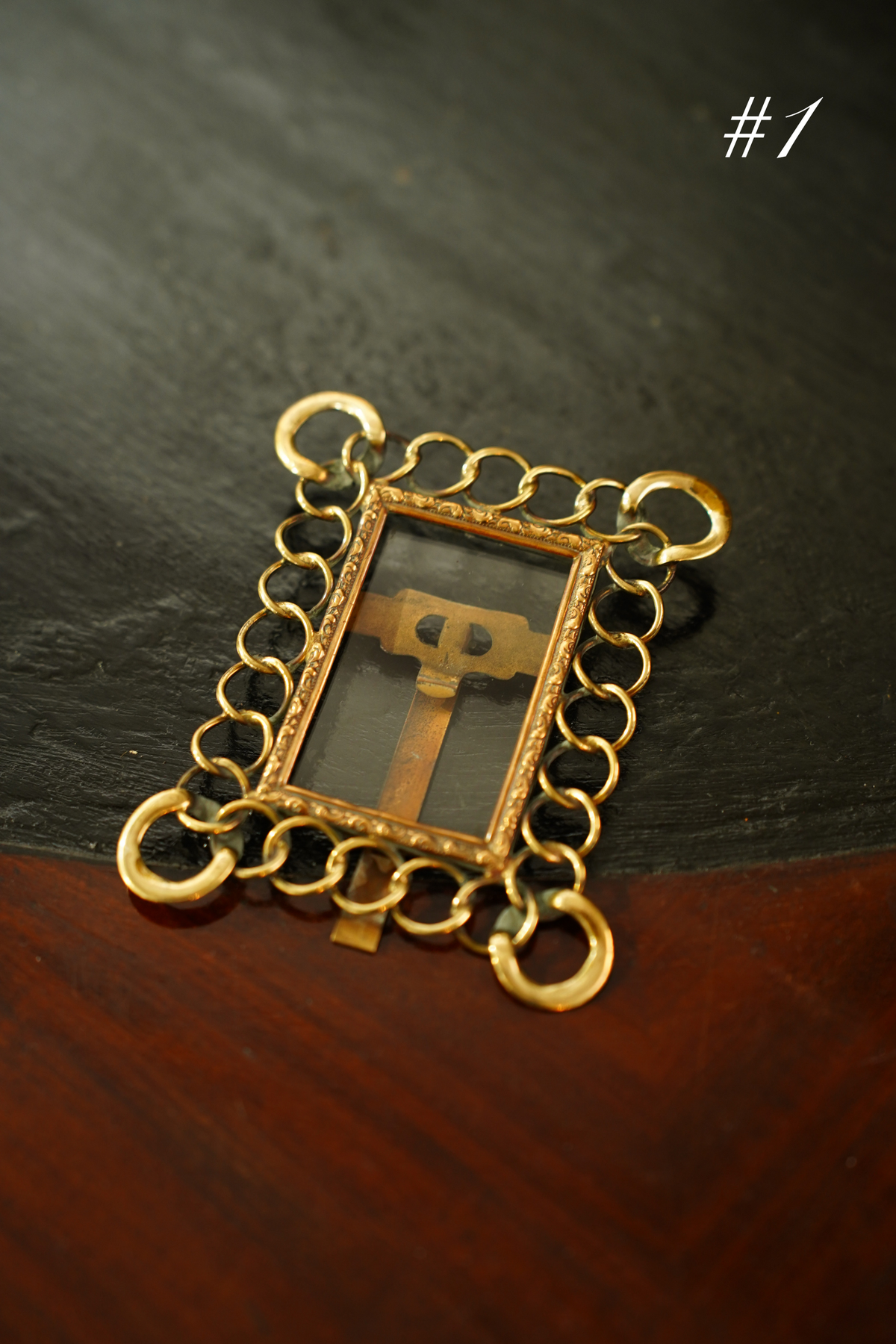 Antique Mini Brass Ring Picture Frame
