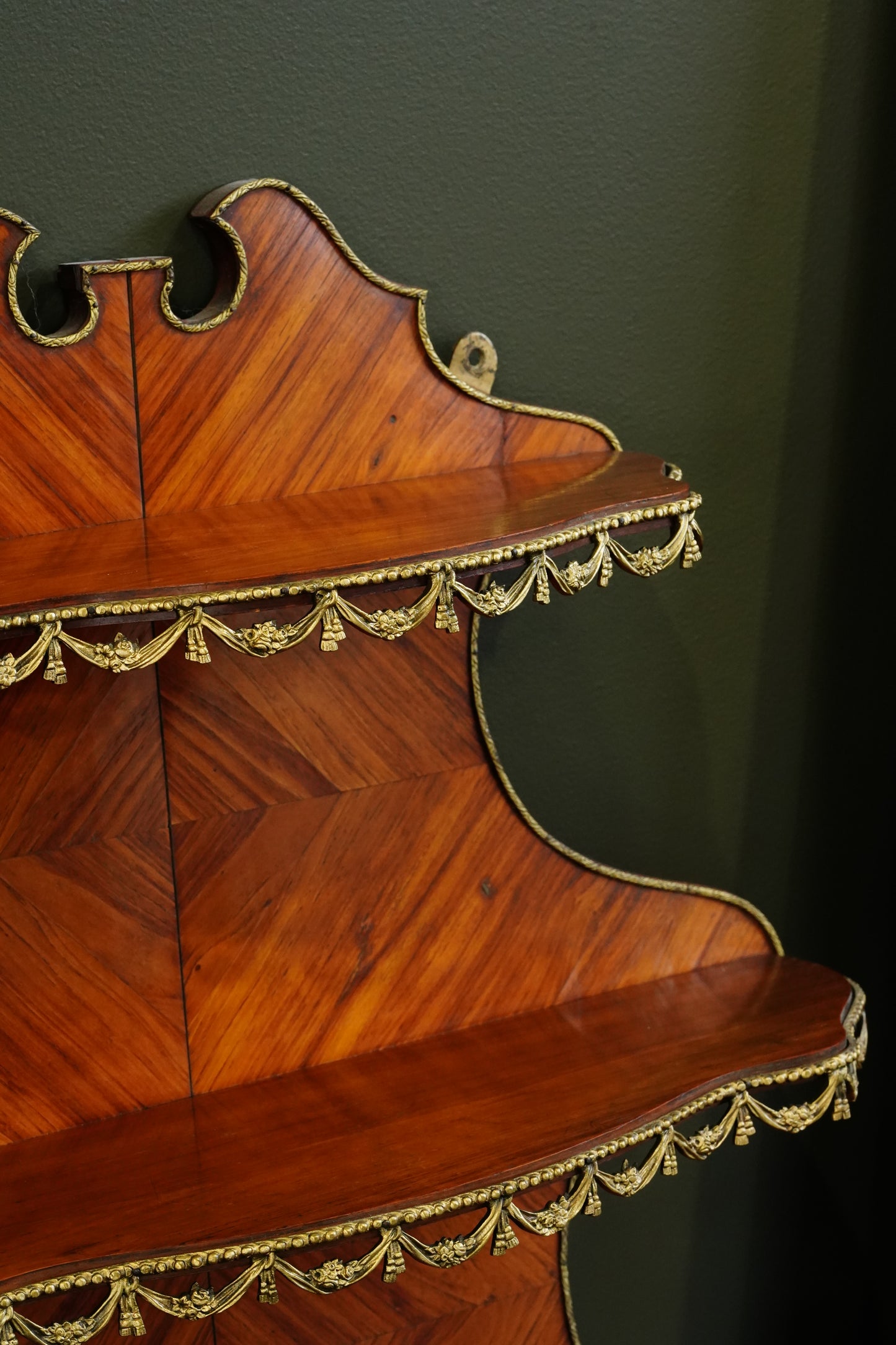 Antique French Louis XVI Style Wall Shelf Ormolu Mounts c1900