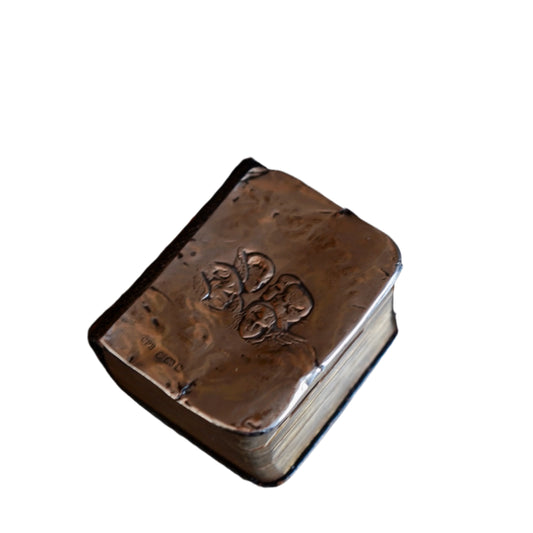Miniature "The Book of Common Prayer" Silver Plated Cover and Black Leather Book