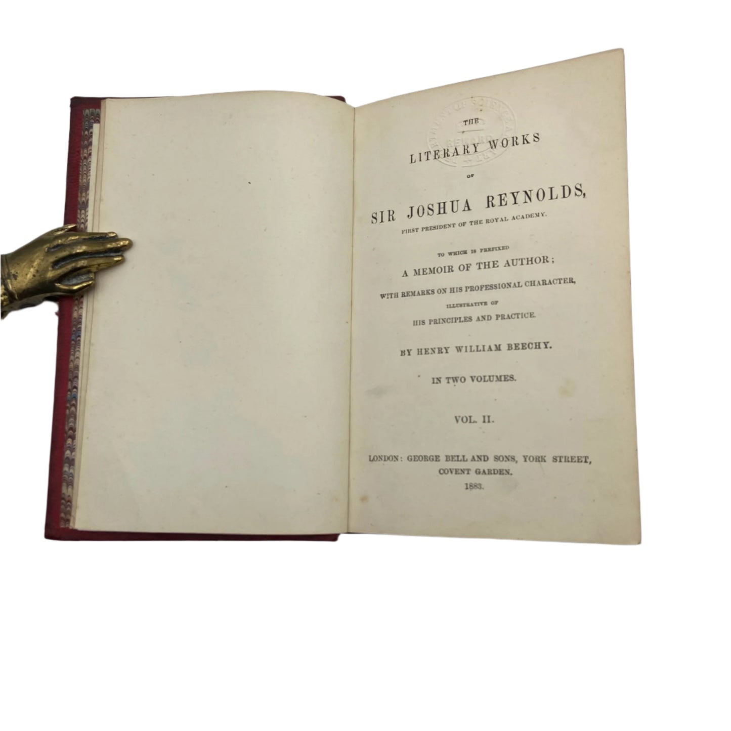 1883 Vol. 2 "The Literary Works of Sir Joshua Reynolds" Red Full Leather Book