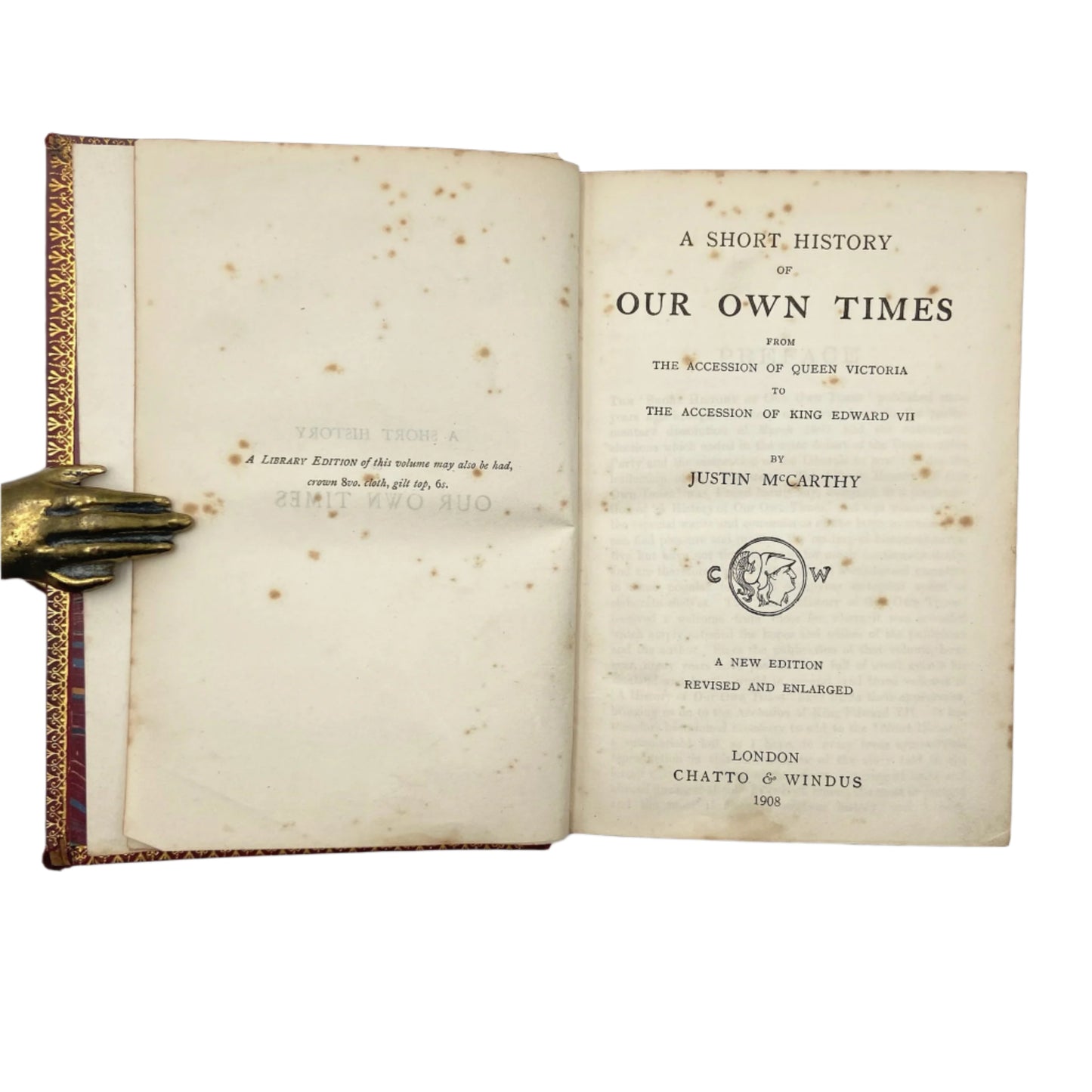 1908 Short History of Our Own Times Full Leather Book