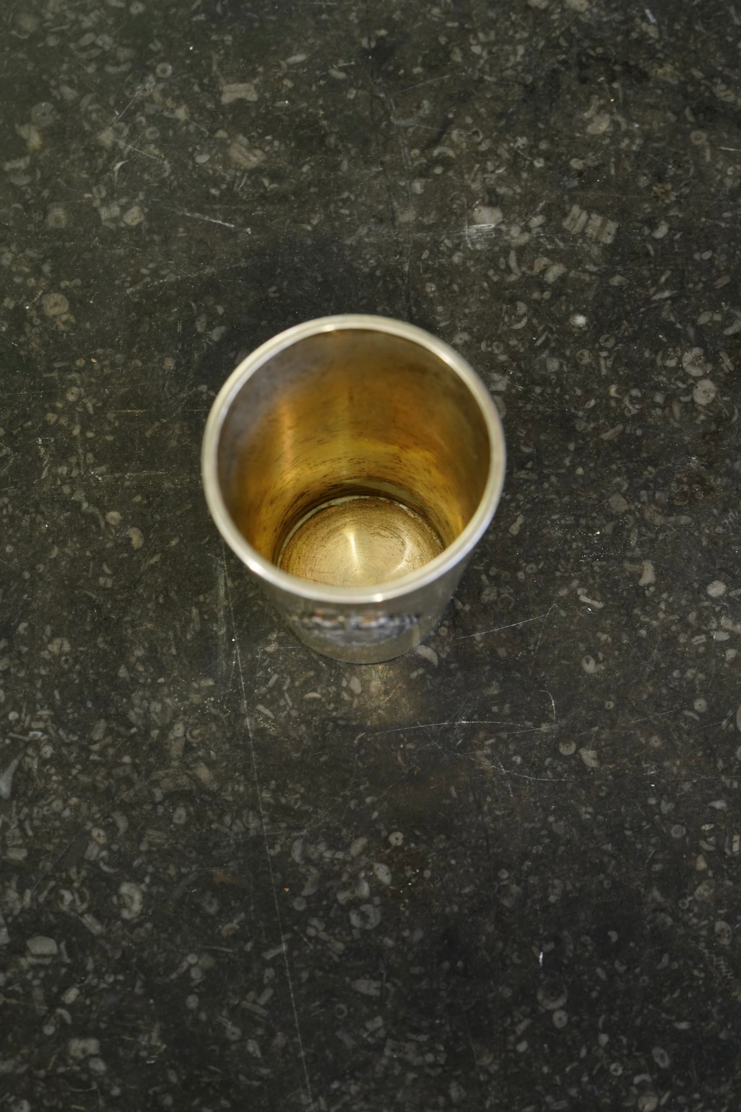 Antique Swedish Miniature Silver Plate Schnapps Cup, Tre Kronor Crest