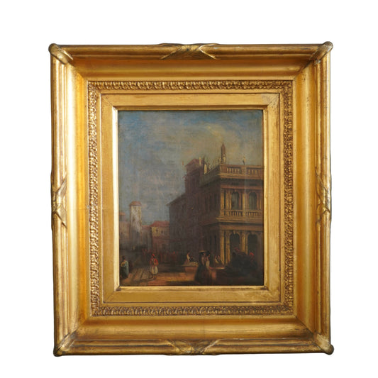 Early 19th Century Venetian School Oil Painting “The Doge’s Palace” | Antique Grand Tour Artwork in Gilt Frame