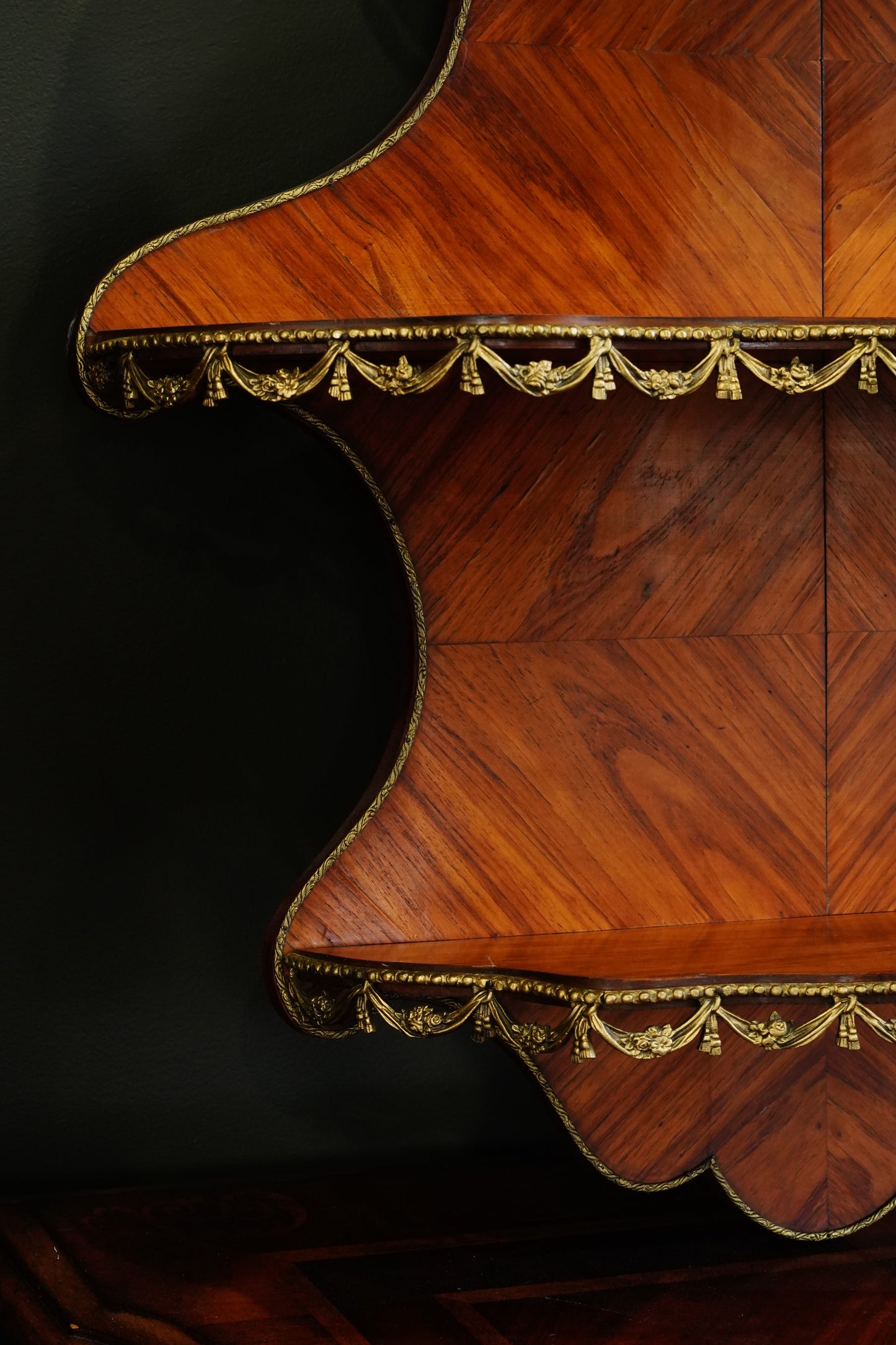 Antique French Louis XVI Style Wall Shelf Ormolu Mounts c1900