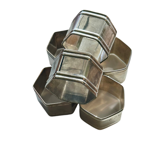 Set of 6 Vintage Silver-Plated Hexagonal Napkin Rings – Art Deco Style Table Decor