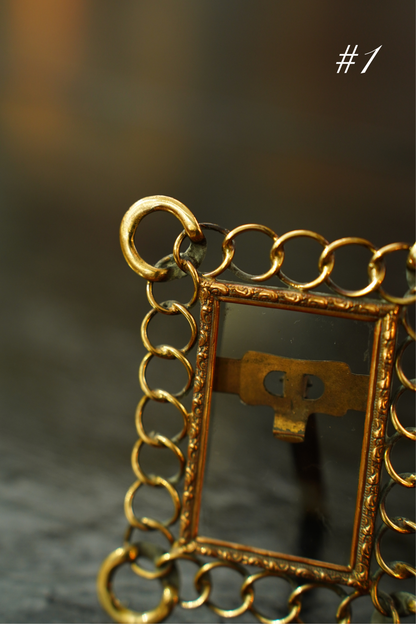 Antique Mini Brass Ring Picture Frame