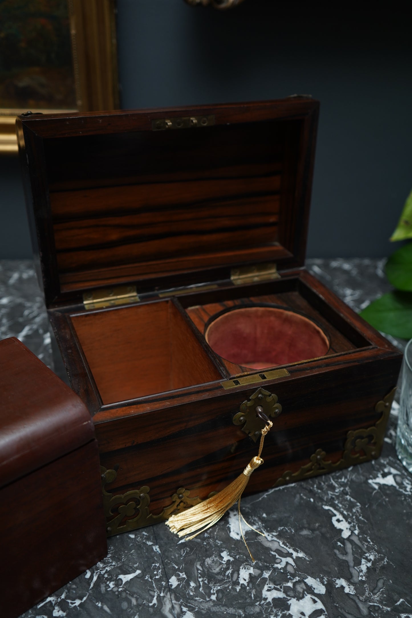 Antique Georgian Rosewood Domed Tea Caddy with Brass Mounts, Circa 1820-1830