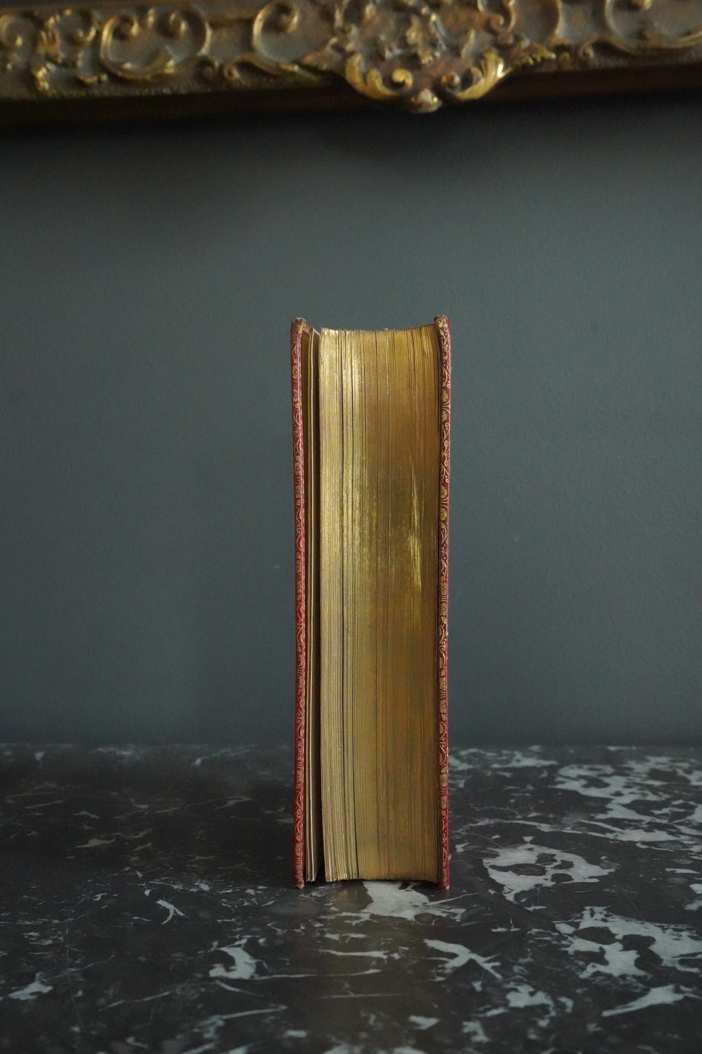 Circa 1840s-1850s "The Works of Oliver Goldsmith" Red Full Leather Gilded Book