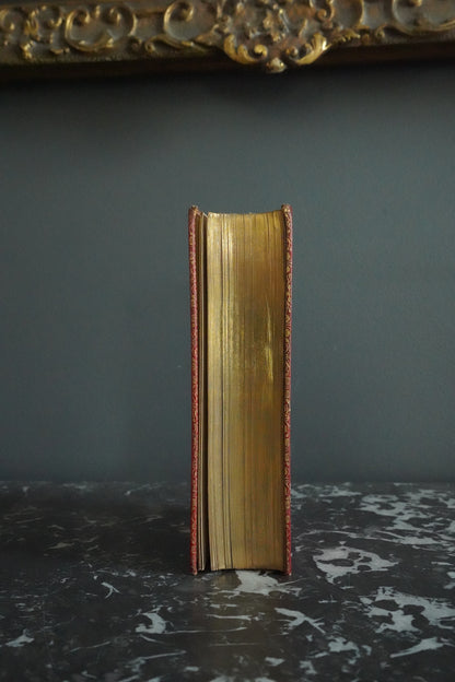 Circa 1840s-1850s "The Works of Oliver Goldsmith" Red Full Leather Gilded Book
