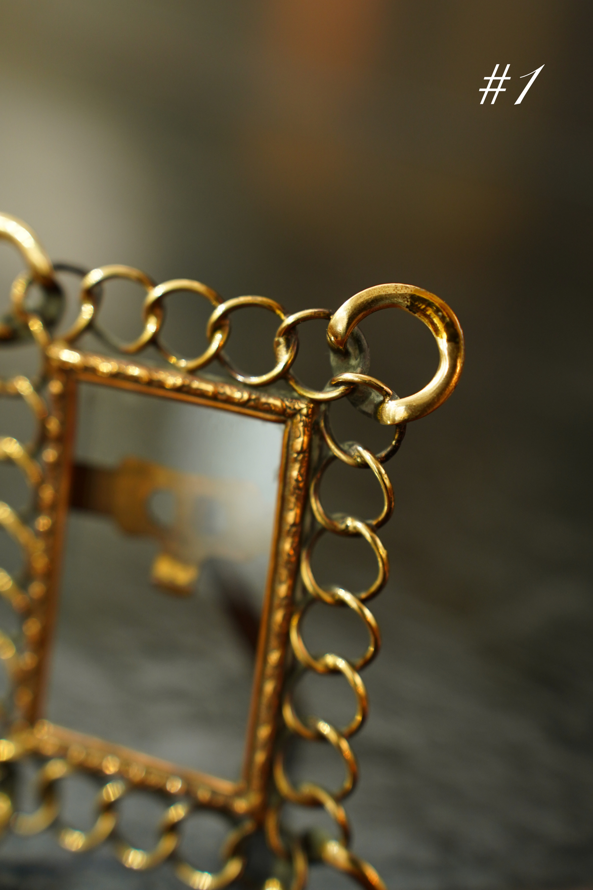 Antique Mini Brass Ring Picture Frame