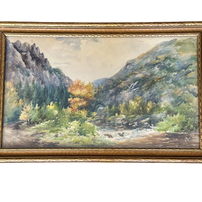 Original Watercolor by Irish-American Artist Edith Bethune Maguire (1861–1946) Framed