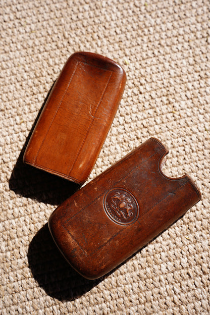 Antique Victorian Leather Cigar Case with Match Striker