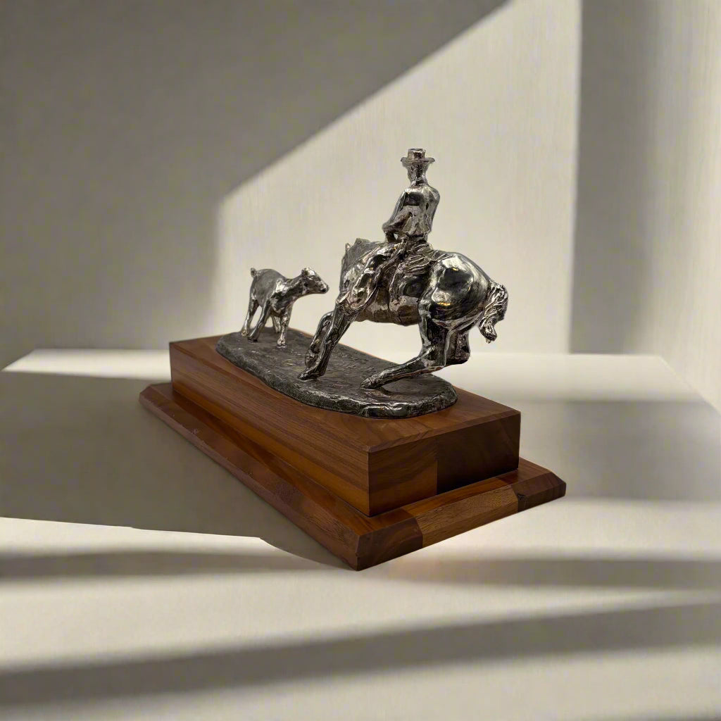 1975 National Cutting Horse Association Trophy – Western Equestrian Sculpture by Starlie