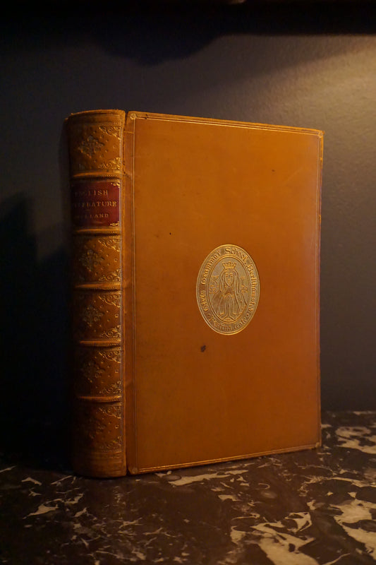 1895 "The Story of English Literature" Brown Full Leather Book