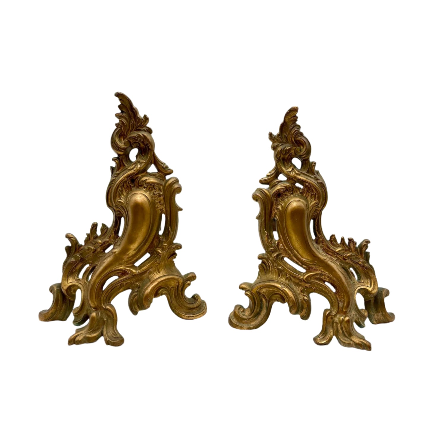 19th-Century Gilt Brass Andirons