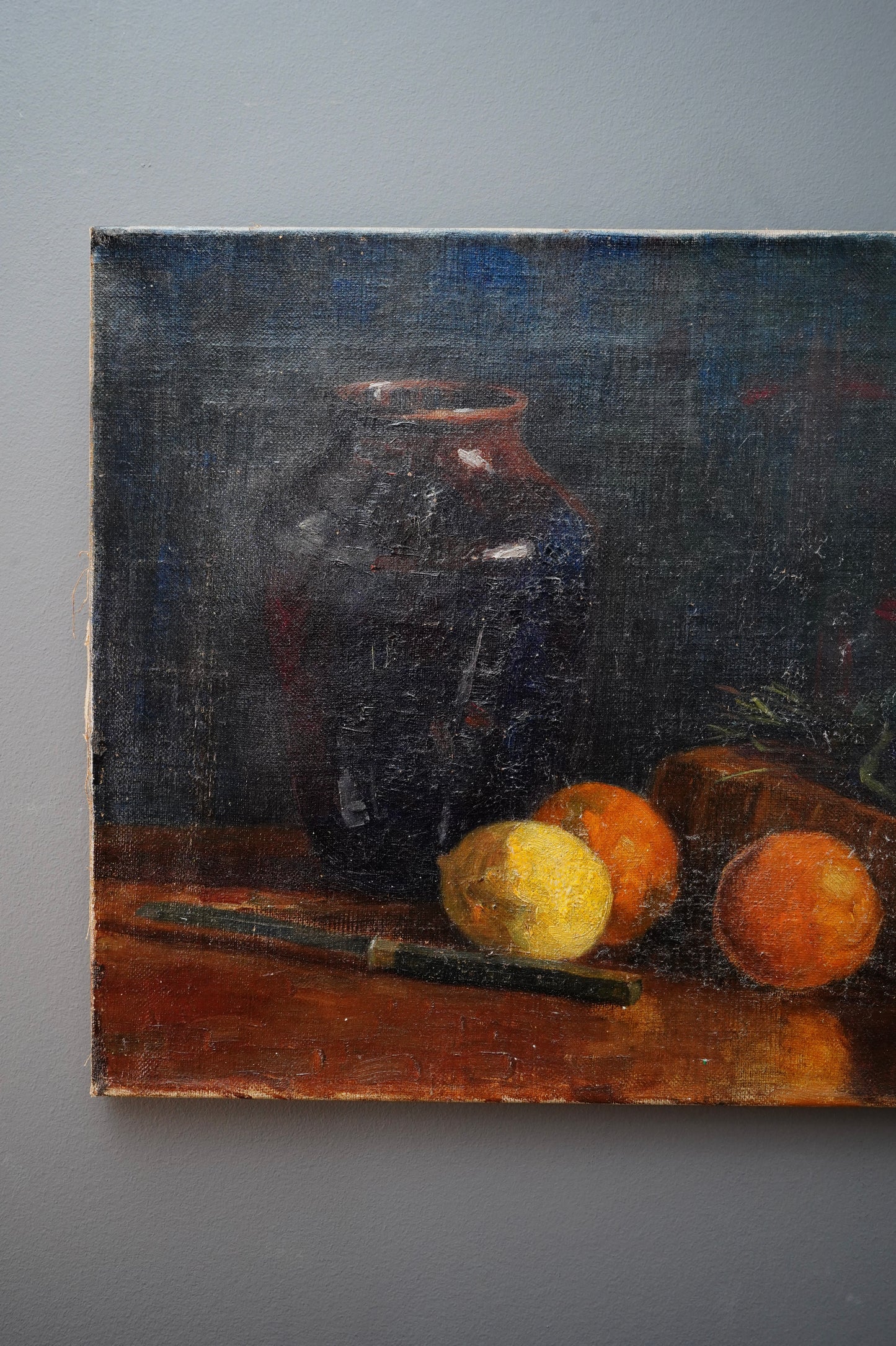 Antique 1904 Still Life Oil Painting on Canvas Signed K.E.