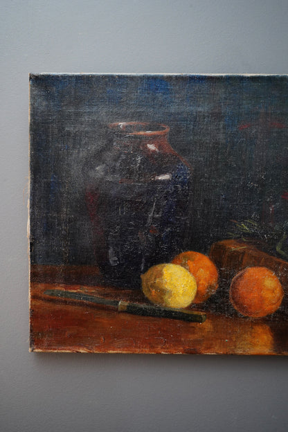Antique 1904 Still Life Oil Painting on Canvas Signed K.E.