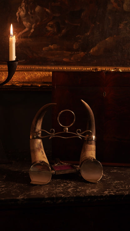 c. 1880-1900 Horn & Silver-Plated Inkwell Base – Late 19th Century