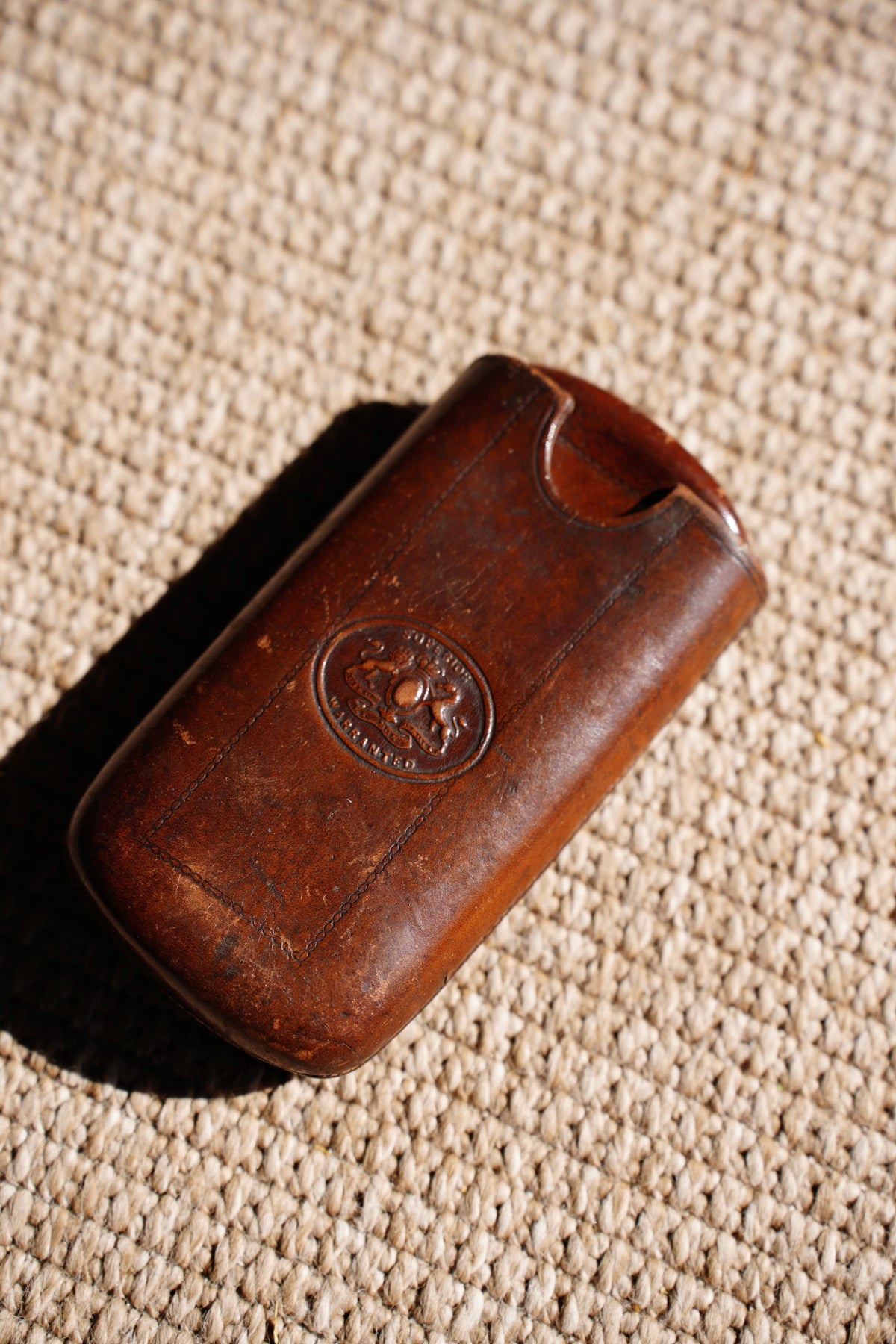 Antique Victorian Leather Cigar Case with Match Striker