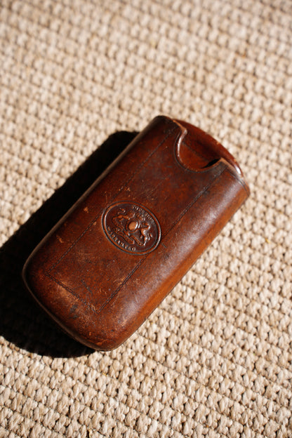 Antique Victorian Leather Cigar Case with Match Striker