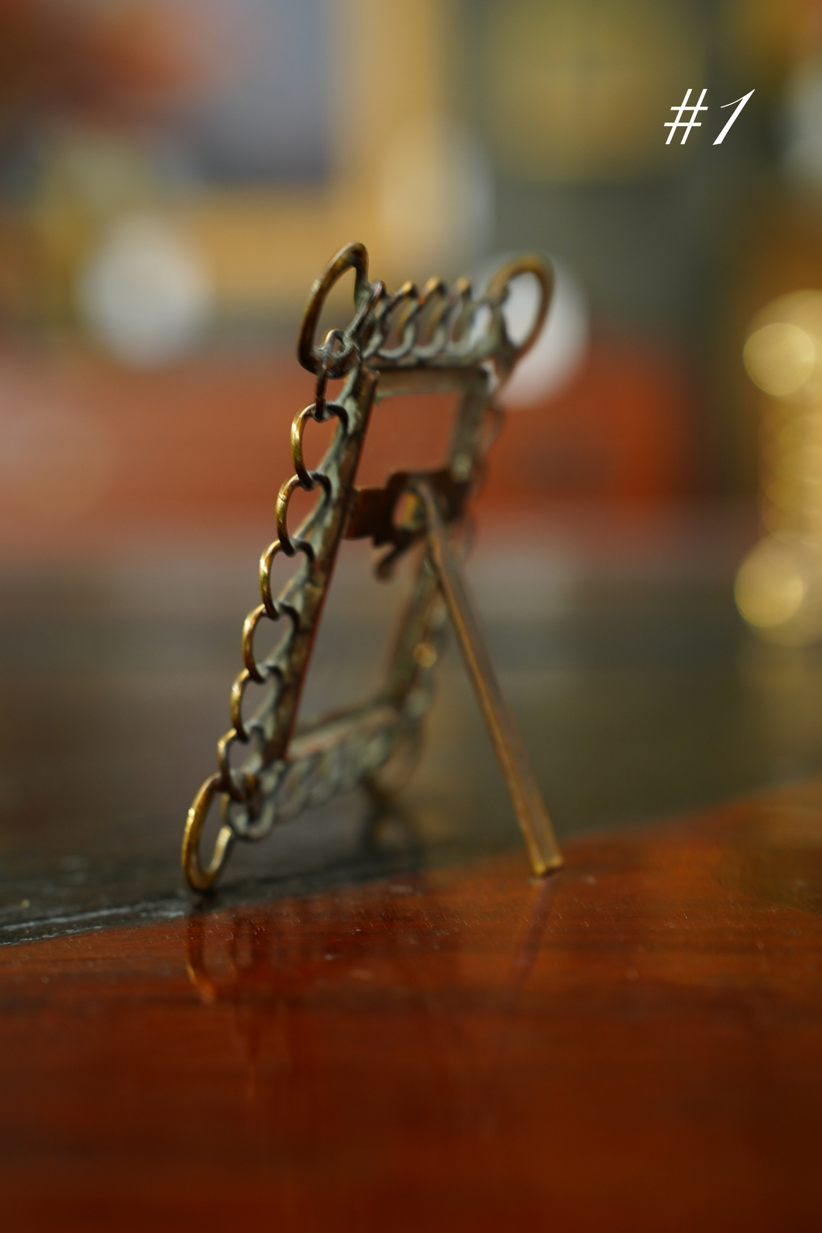 Antique Mini Brass Ring Picture Frame