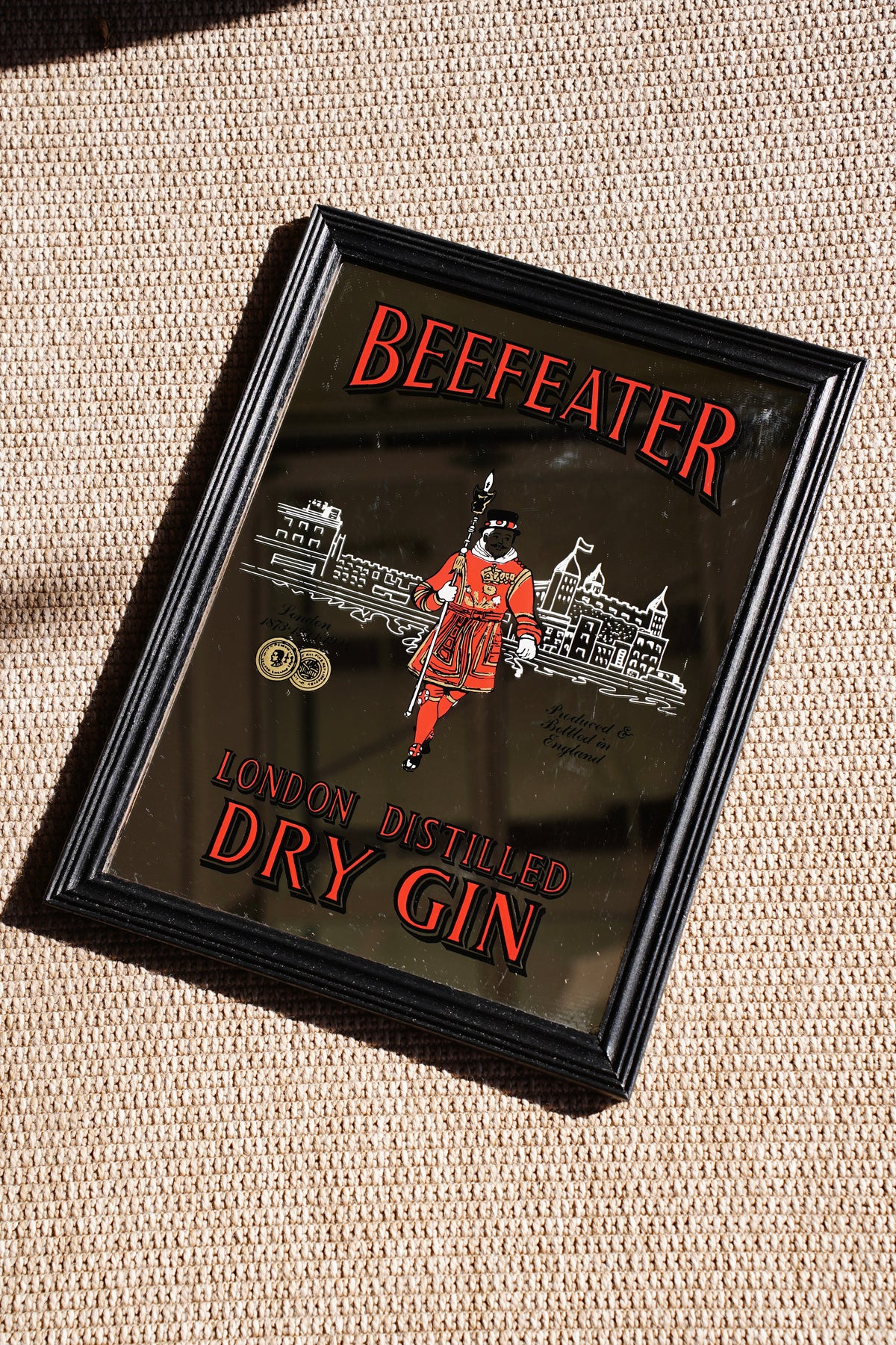Vintage Beefeater Dry Gin Advertising Bar Mirror