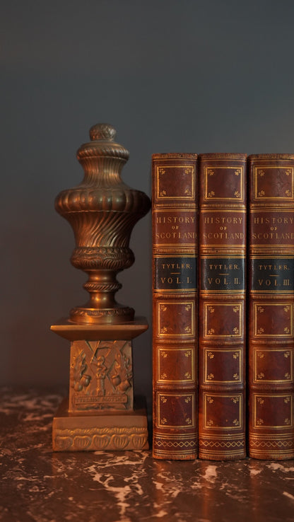 Pair of Antique Brass "Tyneside Scottish" Regimental Urn Bookends – Circa Early 20th Century