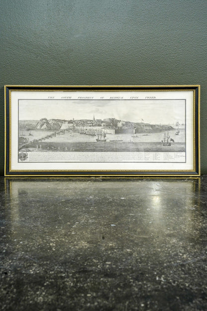 Antique Engraving South Prospect of Berwick Upon Tweed, 1745