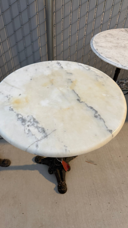 Antique French Marble Top Cast Iron Bistro Table
