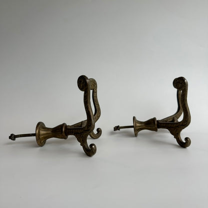 Antique Late Victorian Cast-Brass Double Wall Hooks (Pair)