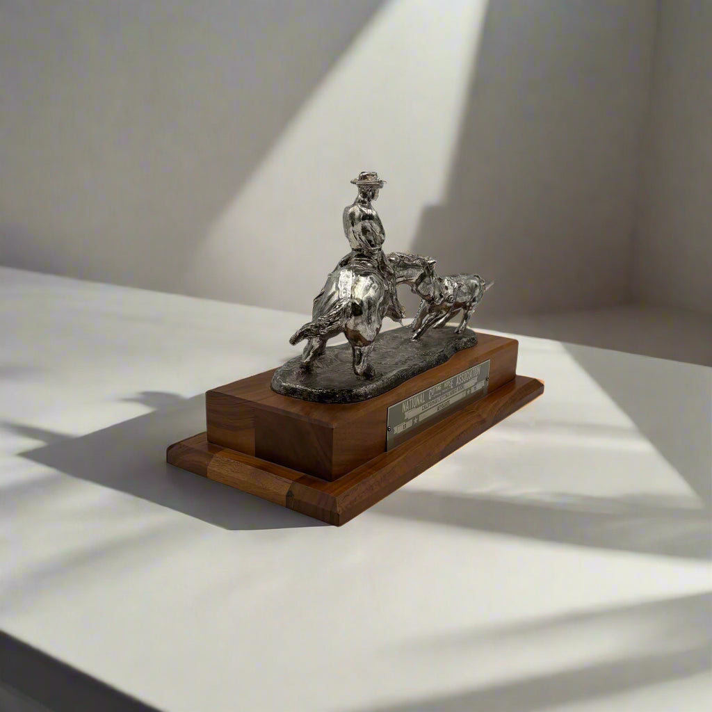 1975 National Cutting Horse Association Trophy – Western Equestrian Sculpture by Starlie