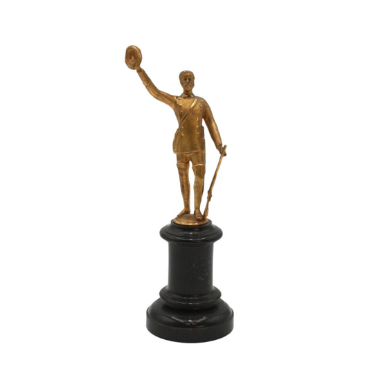 Small Antique Gilt Bronze ‘Gentleman Officer’ Figurine on a Black Marble Base