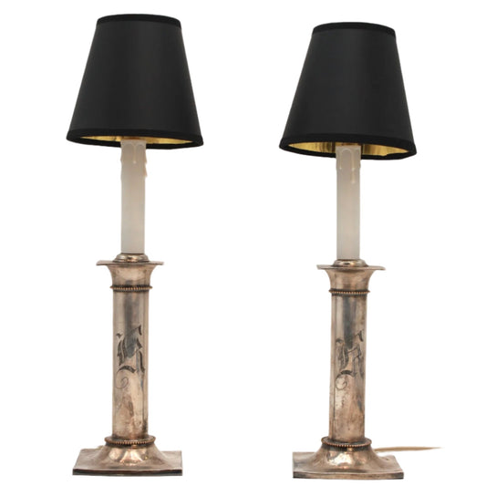 Pair of 20th Century Pairpoint Silver Plated Lamps