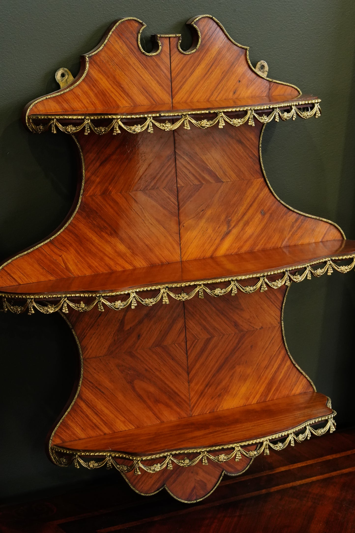 Antique French Louis XVI Style Wall Shelf Ormolu Mounts c1900