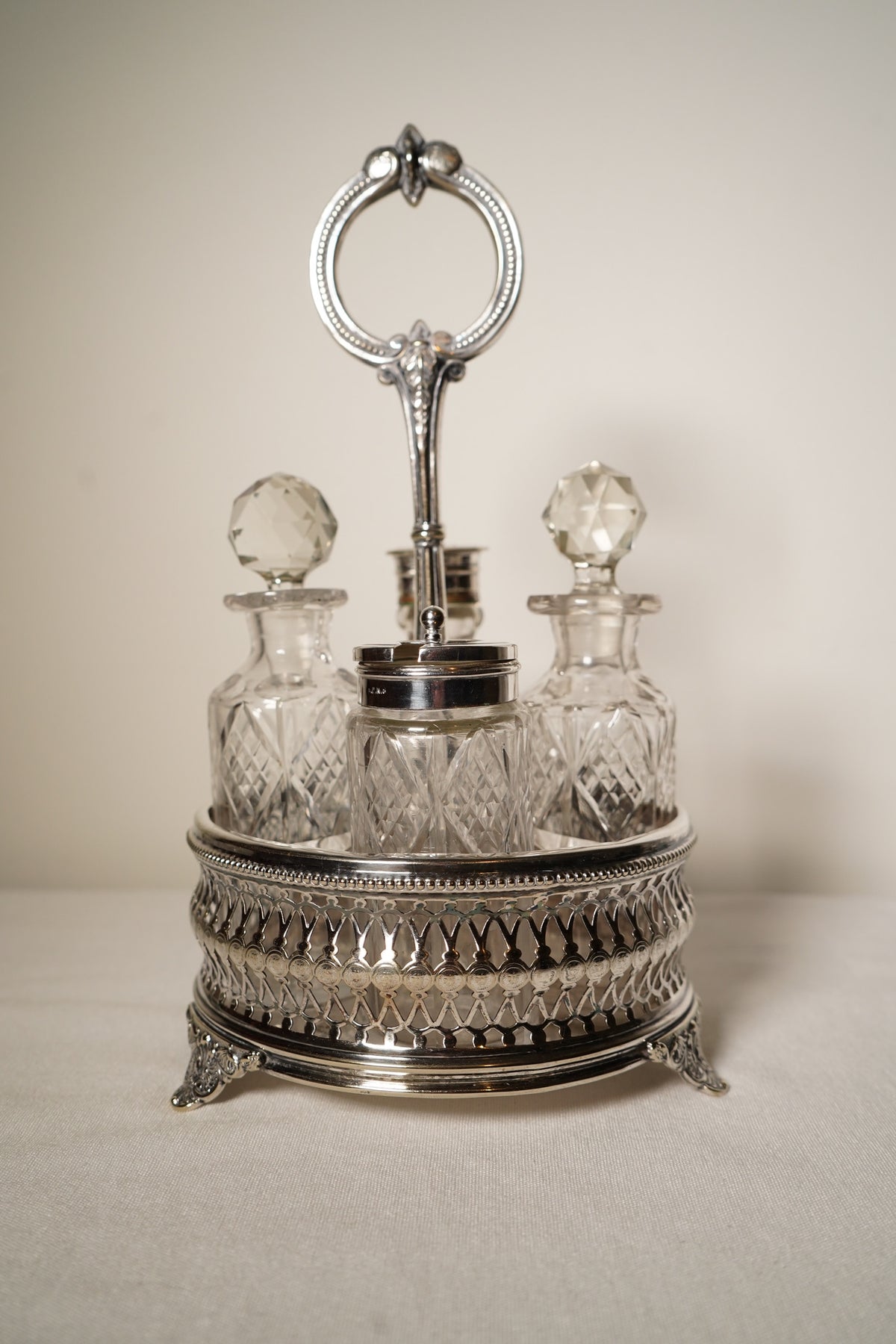 Antique English Silverplate Revolving Cruet Set, Circa 1880
