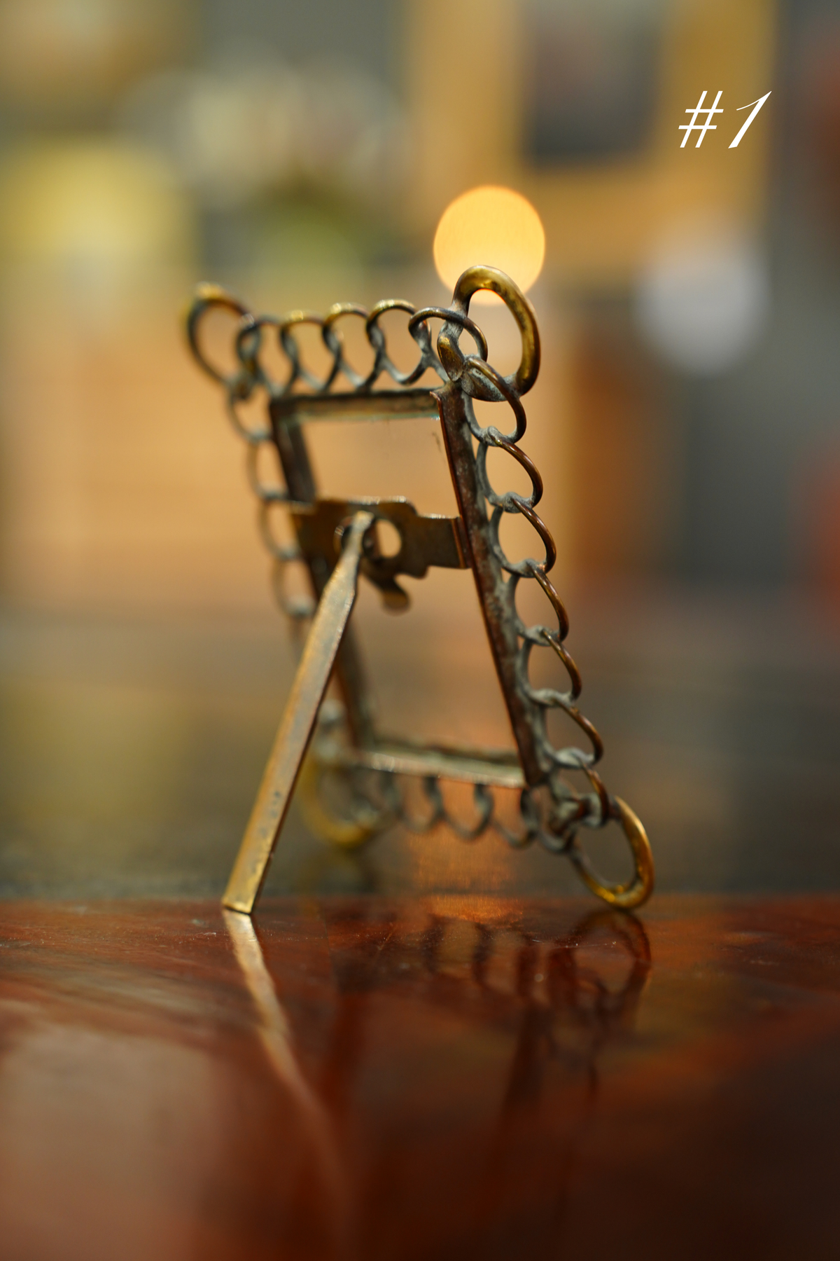 Antique Mini Brass Ring Picture Frame