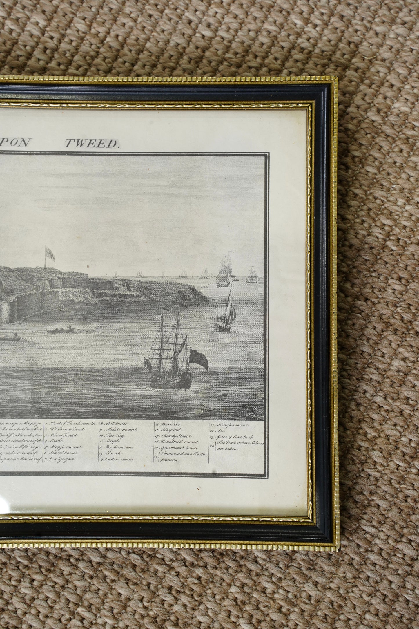Antique Engraving South Prospect of Berwick Upon Tweed, 1745